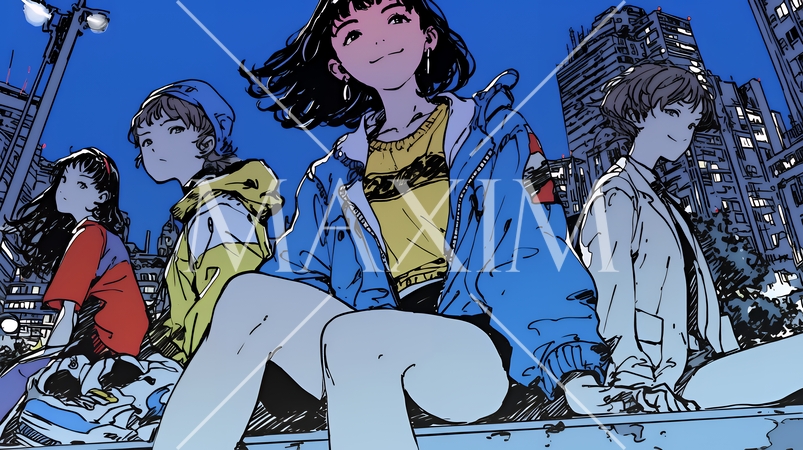 夜の街でたむろっているティーンエージャーたち