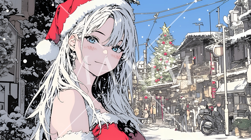 女性のサンタクロース（サンタのコスプレイヤー）