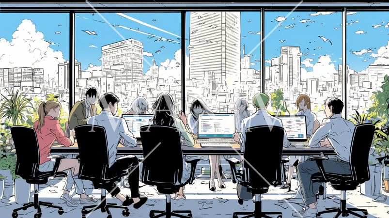 会社で行われているチームミーティング