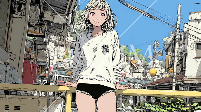 下着姿でくつろいでいる若い女性