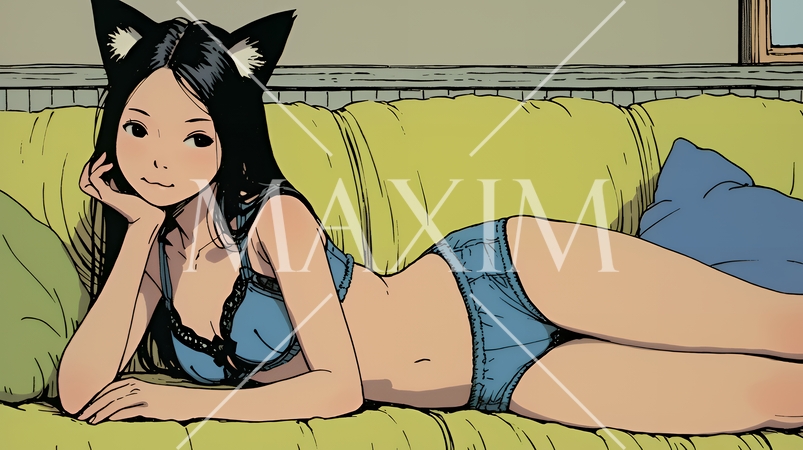 下着姿のきつね娘