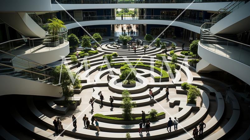 迷路のような近代建築（想像）