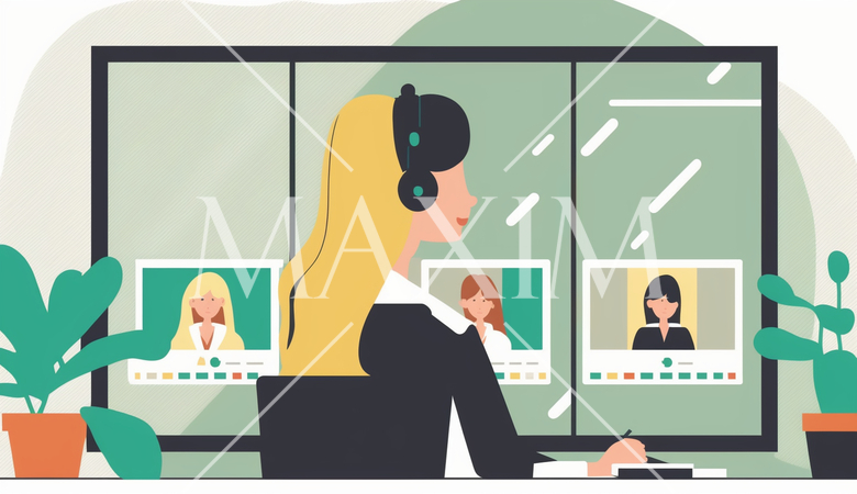 ビデオ会議：遠隔会議、オンラインコラボレーション。