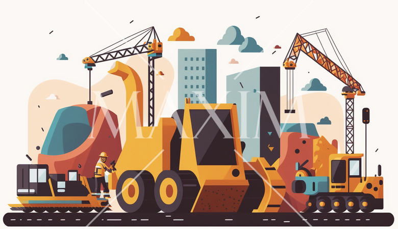 都心のビル建設現場、プロジェクト管理。