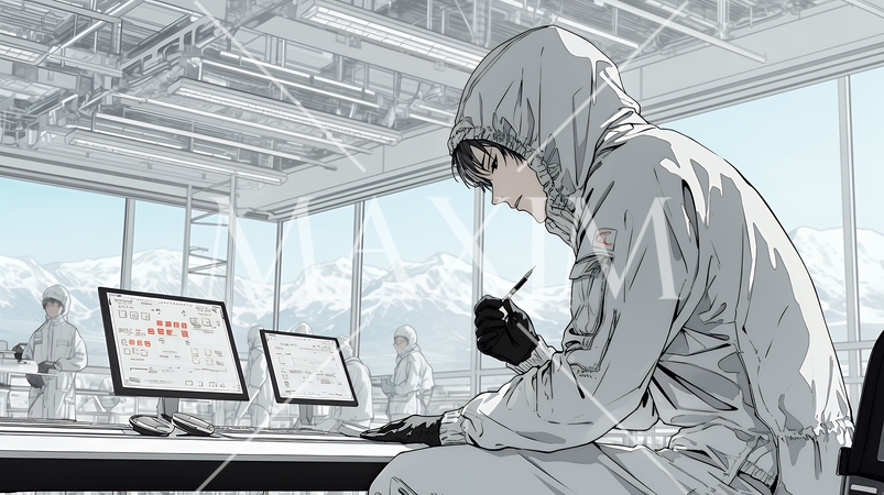 クリーンルームで作業中のエンジニア