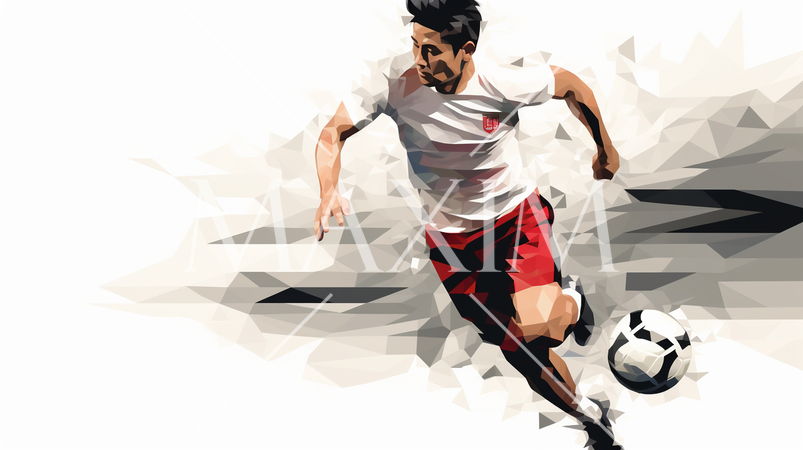 サッカー選手がドリブルをしている