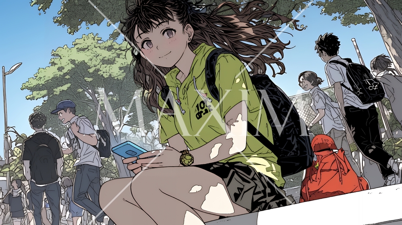 通学中にスマホをいじくっている女子高生