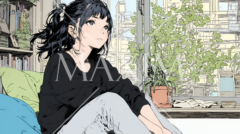 ため息をついている若い女性