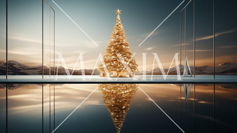 クリスマスツリー：ミニマルアート（Minimalism）的表現の背景画像