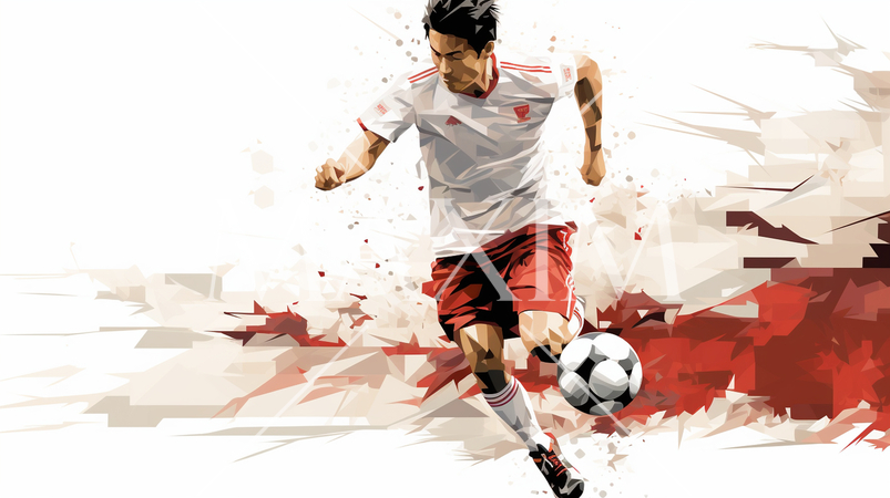 サッカー選手がドリブルをしている