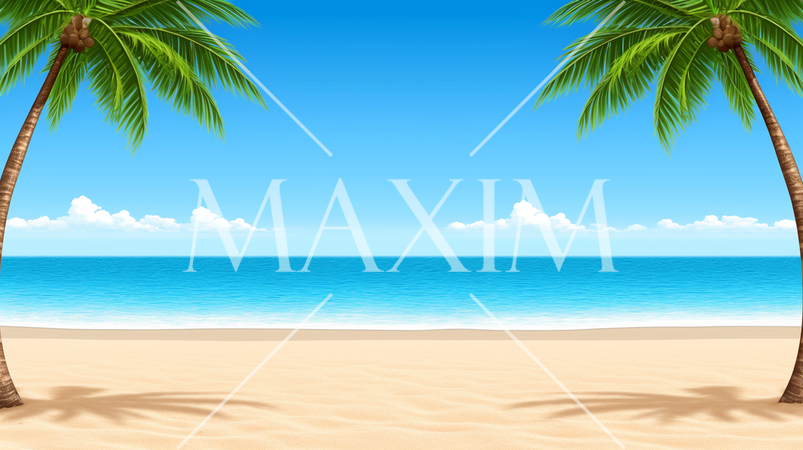 やしの木と海岸と海と青空がきれいな南国のリゾート地