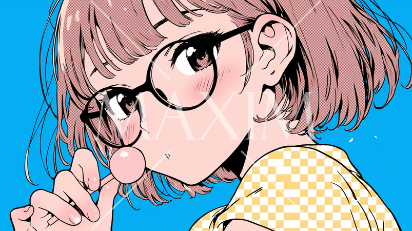 ロリポップをなめているメガネっ娘