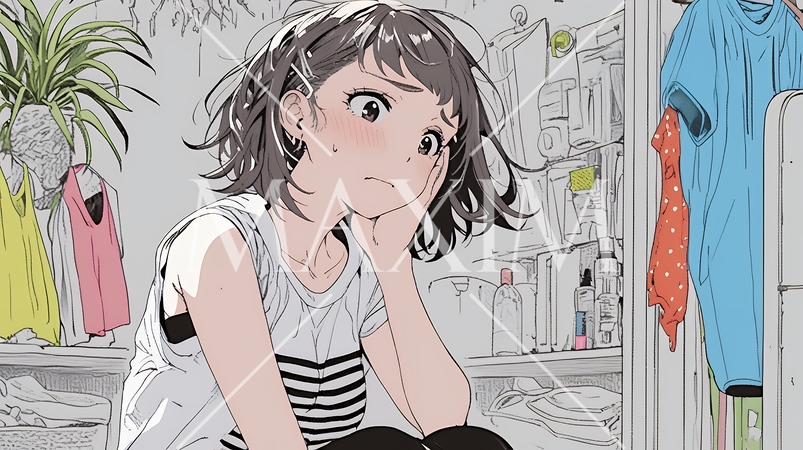 恥ずかしがって顔を赤らめている女性（異性を意識して？）