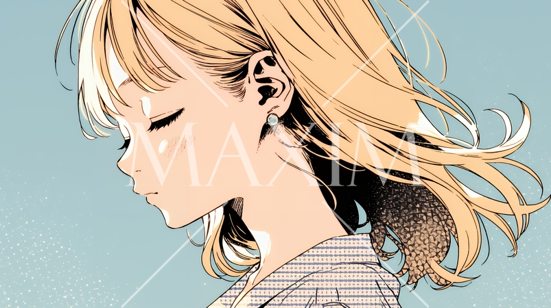 口笛を吹いている若い女性