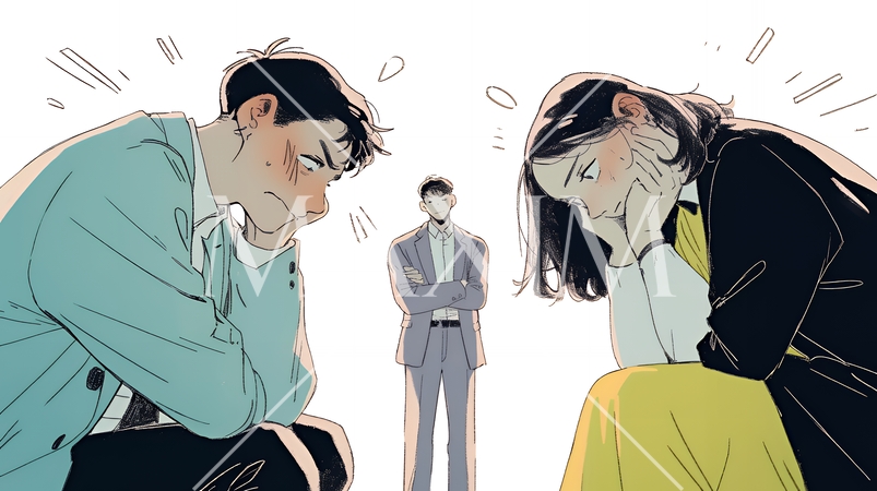 仕事で対立しているビジネスパーソン