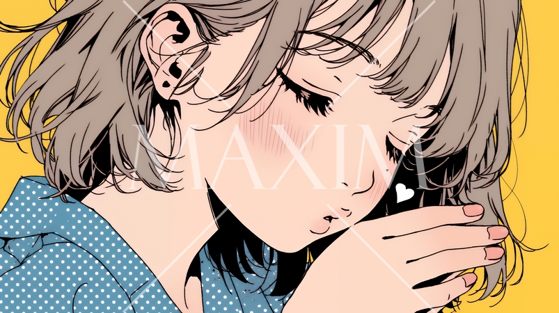 投げキッスをしている若い女性