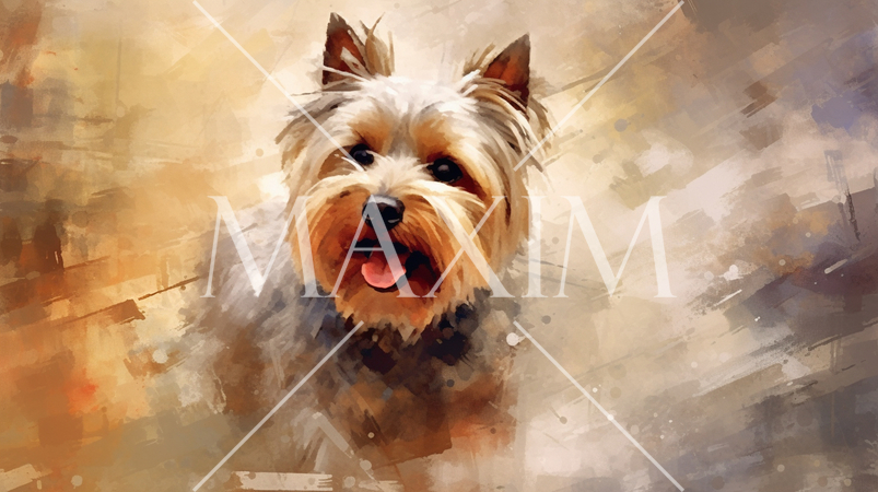 ヨークシャーテリアの水彩画