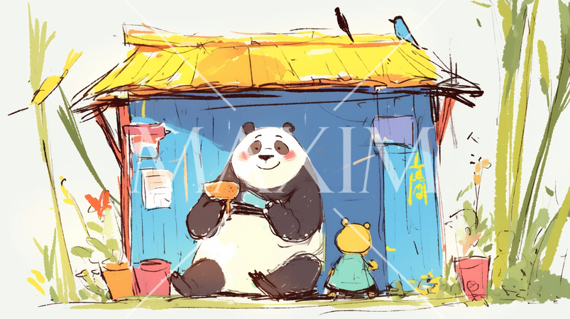 さようなら・元気でね！わたしたちのパンダ（クレヨン＋水彩画風）