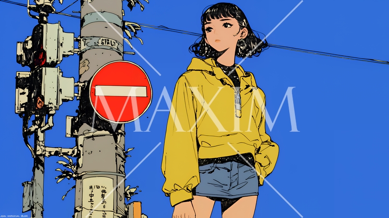 Noという意思表示：進入禁止マークと無表情な女性で表現