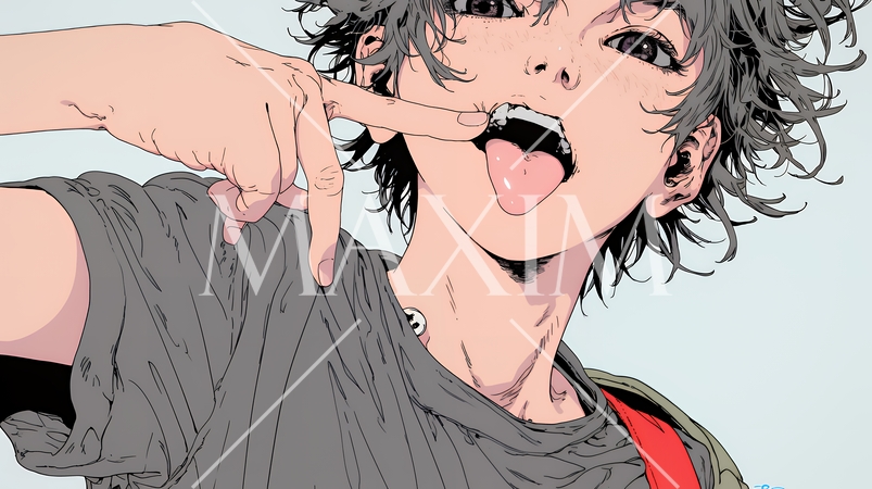 あっかんべー：舌を出して思いっきり相手を馬鹿にしている様子