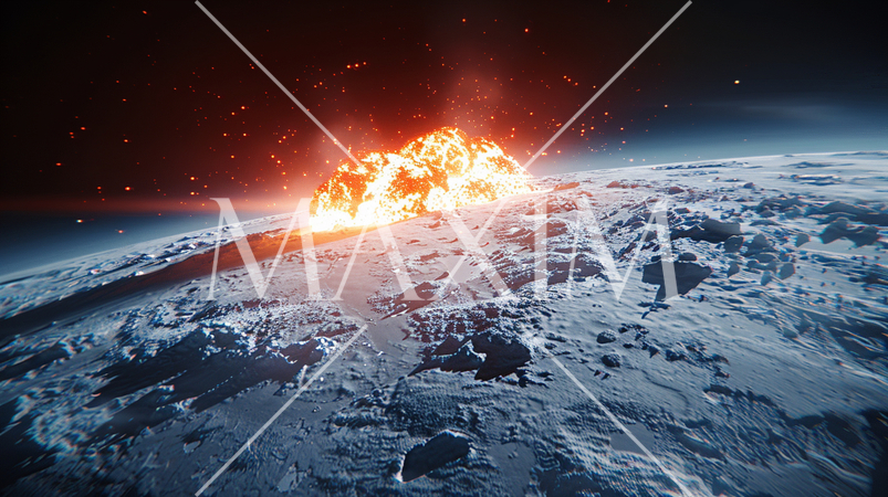 隕石が雪原に落下した（ツングースカ隕石衝突）