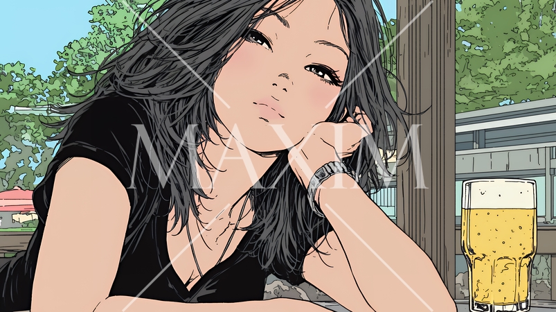 ビールを飲んでいる女性