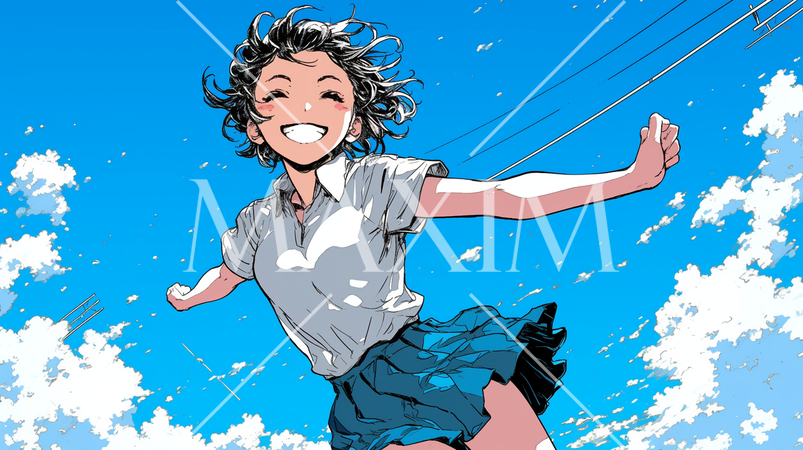 嬉しくて楽しくて飛び跳ねている若い女性