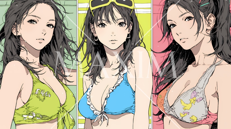 ビーチリゾートを満喫する若い女友達たち