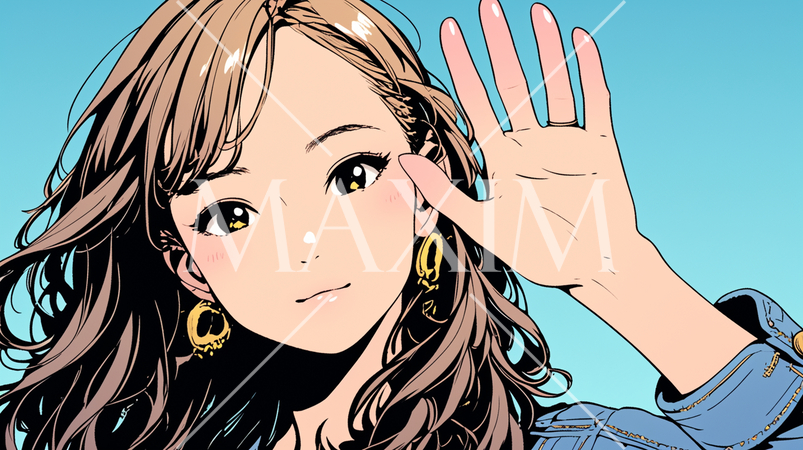 手を振って挨拶している若い女性