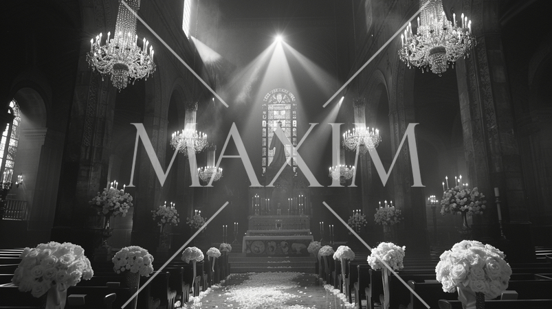 結婚式の終わった後のチャペルの内部