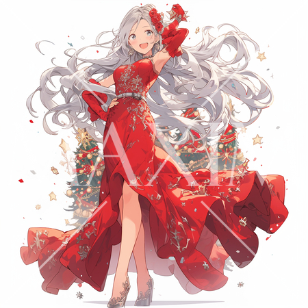 フォーマルなクリスマスパーティに参加する女性