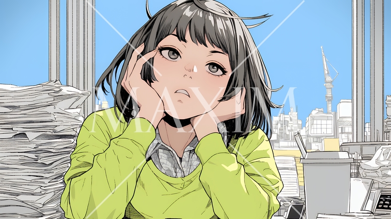 仕事で失敗をしてお手上げ状態の女性