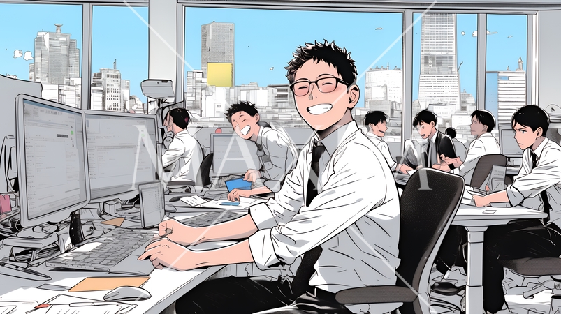 仕事が成功して喜びいっぱいのビジネスパーソン