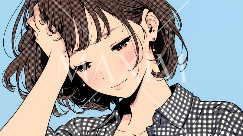 気恥ずかしそうに頭をかき、ごまかすような仕草を見せる若い女性