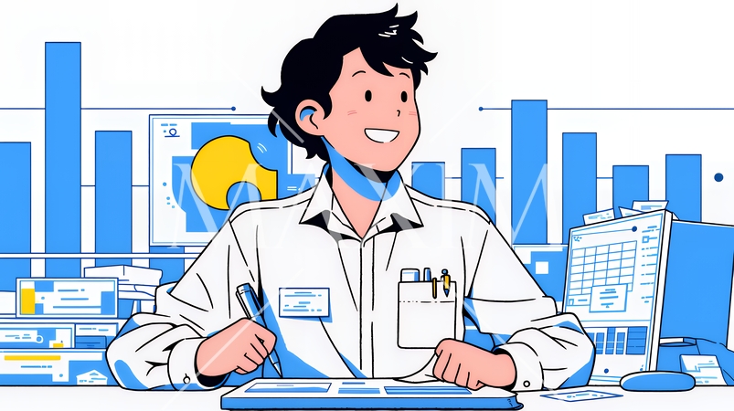 スキルアップで成長するビジネスパーソン｜自己研鑽とキャリア開発のコンセプトイラスト