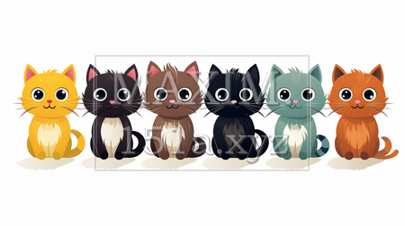 色々な猫のイラストのプリファレンスシート｜222633-9686
