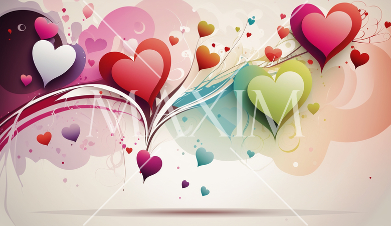 ハートがいっぱいのコピースペースのあるカラフルな背景