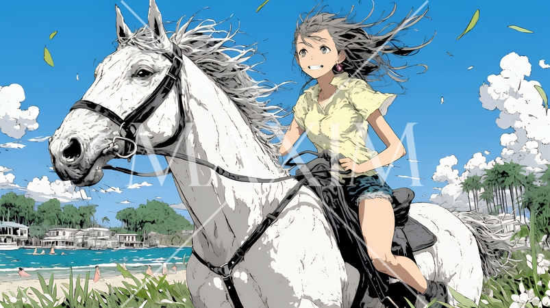 乗馬をしている若い女性