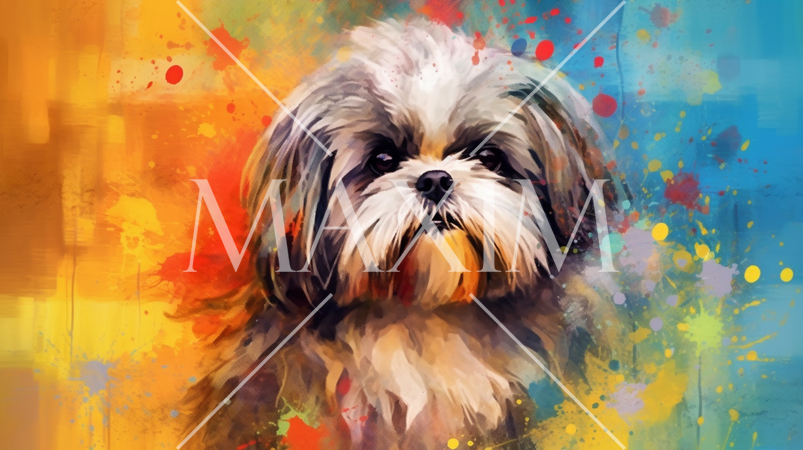 シーズーの水彩画