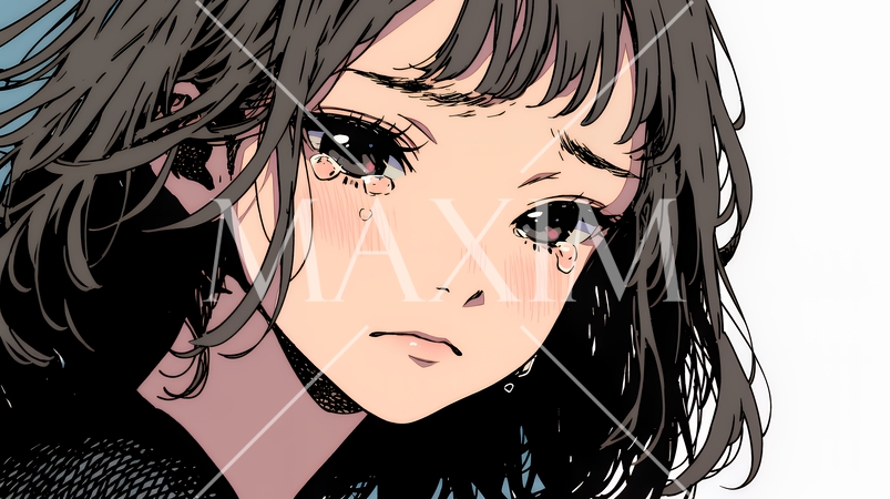 涙ぐむ若い女性