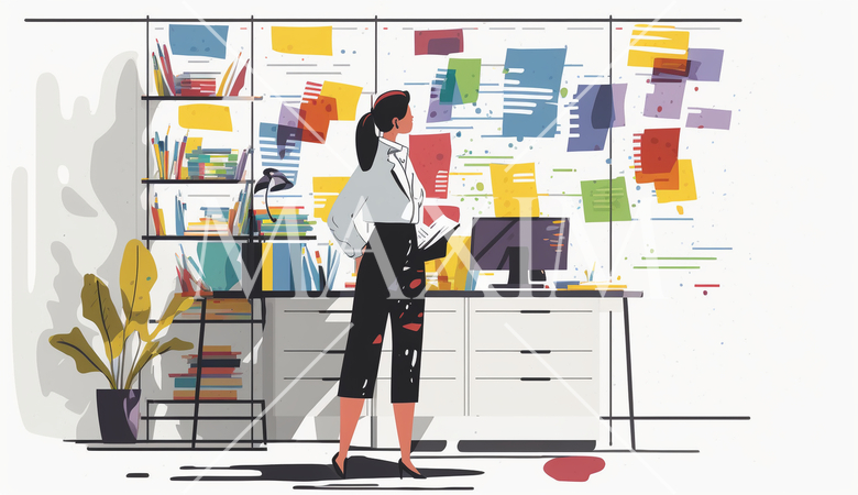 たくさんの仕事の予定を抱える女性