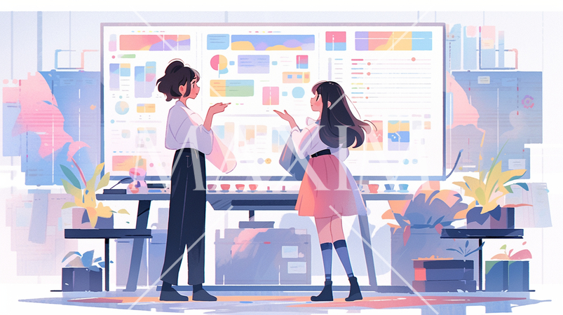 ビジネスミーティング：PC画面を見ながら