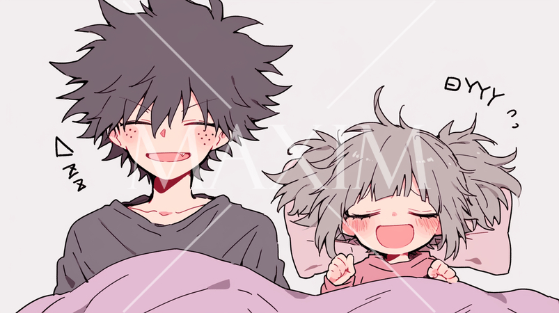 幸せな親子の昼寝：若い父親が小さな娘と添い寝をしている