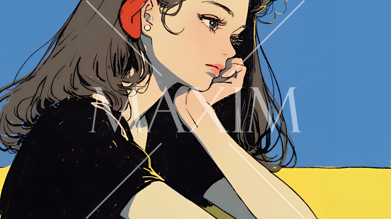 考え事をしている若い女性