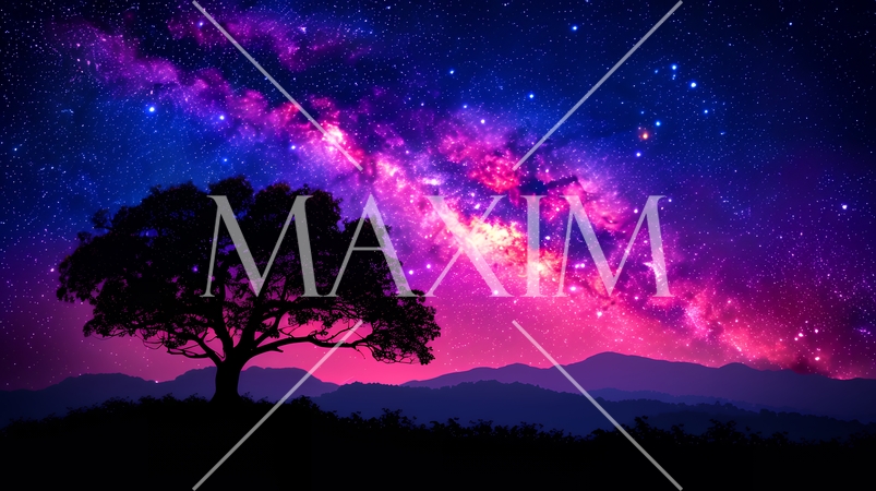 スターリーナイト：山並みのシルエットと天の川