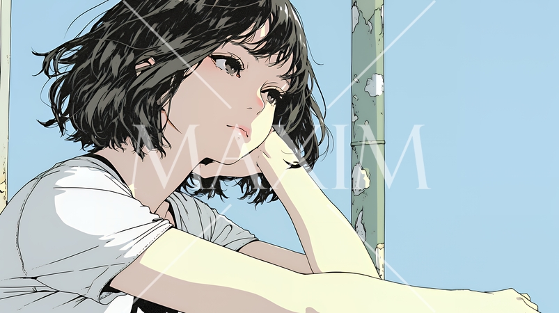 考え事をしている若い女性