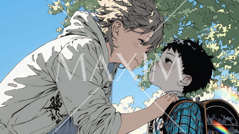 幼い我が子の悩みの相談にのっている母親