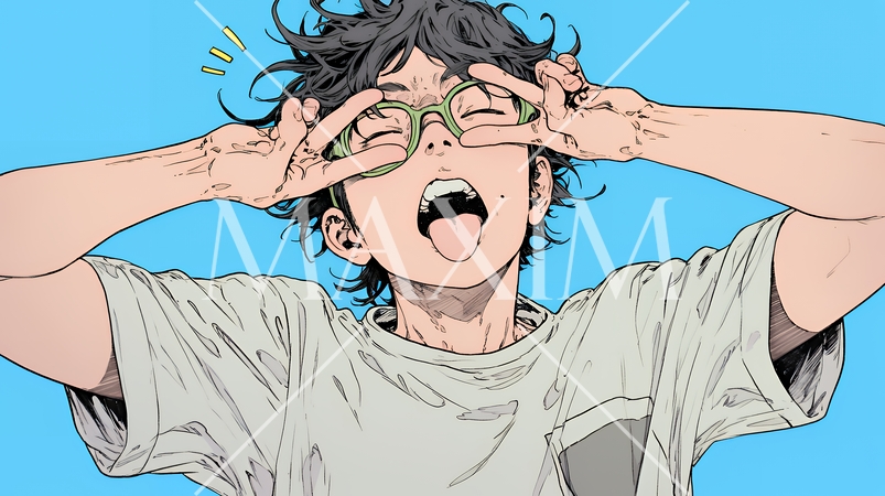 あっかんべー：舌を出して思いっきり相手を馬鹿にしている様子