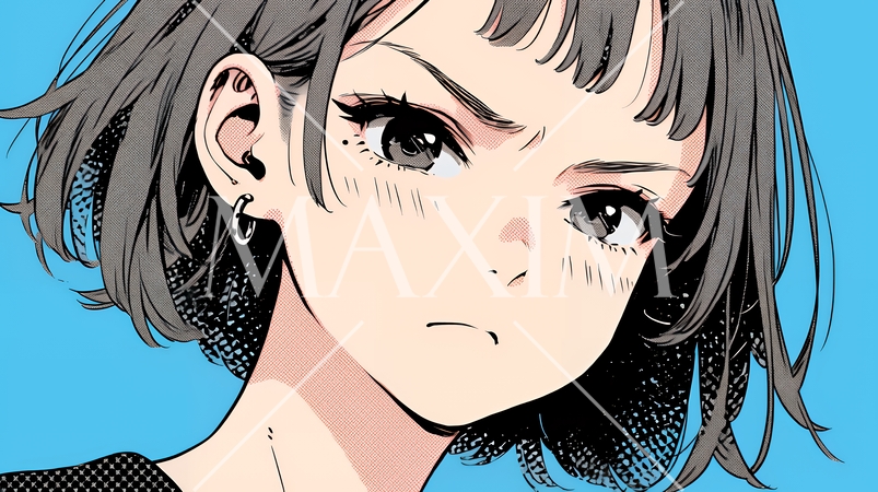 口と顔を歪めて嫌な感情を表している若い女性