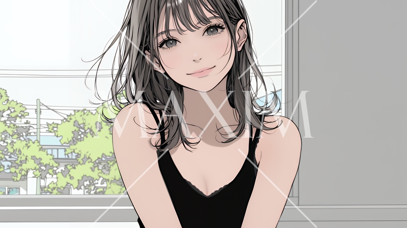 キャミソール姿の若い女性  /  Young Woman in a Camisole Top